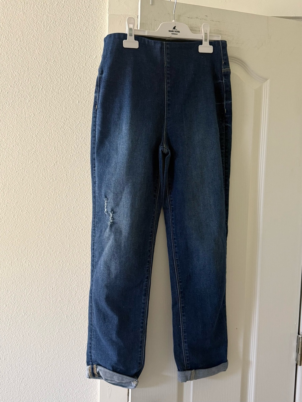 Risen Jeans Womens S High Rise Pull On Distressed Ankle Stretch Denim